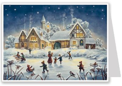 Postkarten-Adventskalender 'Eislauffreuden' 