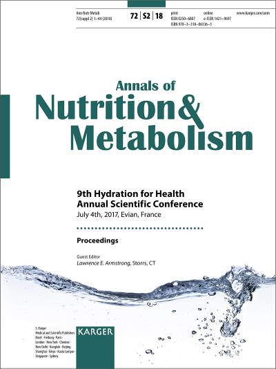Hydration for Health: 9th Annual Scientific Conference, Evian, July 2017: Proceedings. Supplement Issue: Annals of Nutrition and Metabolism 2018, Vol. 72, Suppl. 2