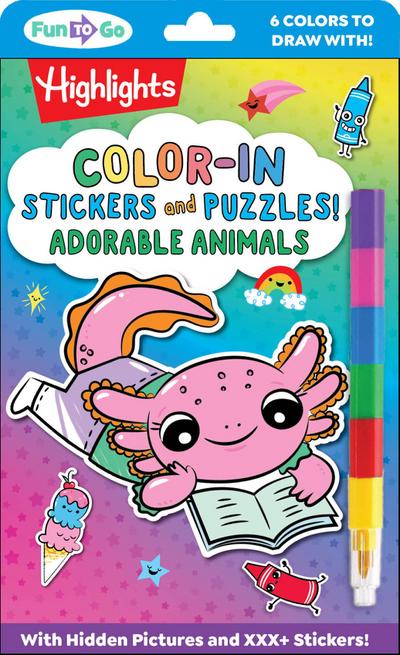 Color-In Stickers and Puzzles! Adorable Animals