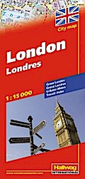 London Stadtplan 1:15 000: Gross-London, U-Bahn, Transit, Index (Hallwag Stadtpläne)