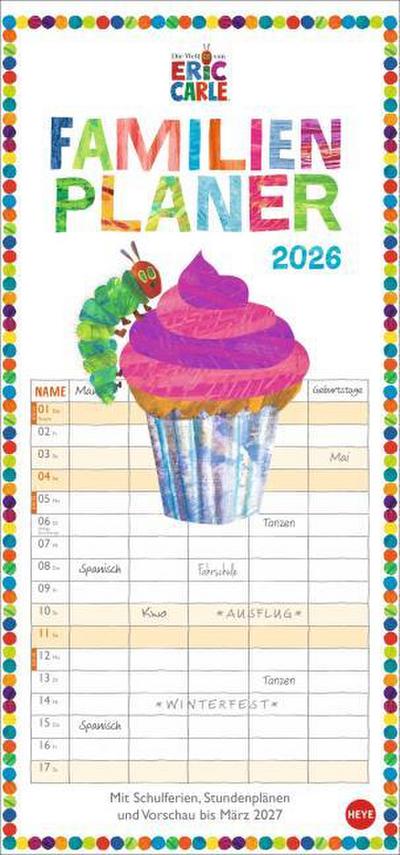 Die kleine Raupe Nimmersatt Familienplaner 2026