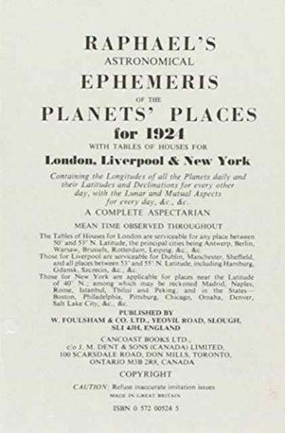 Raphael’s Astronomical Ephemeris