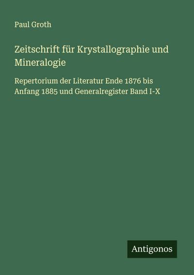 Zeitschrift für Krystallographie und Mineralogie