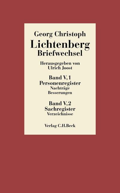 Lichtenberg Briefwechsel 5: Register
