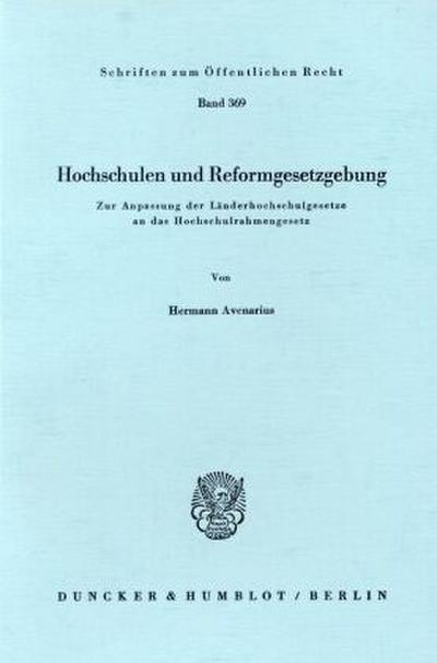 Hochschulen und Reformgesetzgebung.