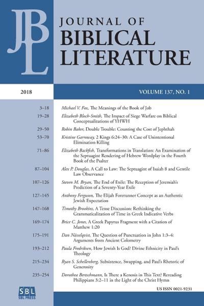 Journal of Biblical Literature 137.1 (2018)