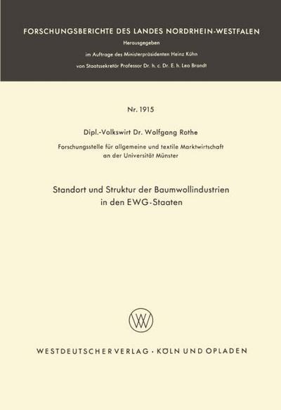 Standort und Struktur der Baumwollindustrien in den EWG-Staaten