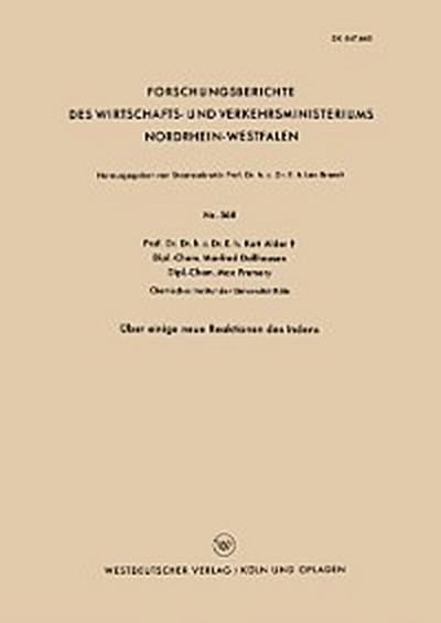 Über einige neue Reaktionen des Indens