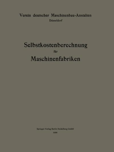 Selbstkostenberechnung für Maschinenfabriken
