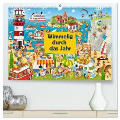 Wimmelig durch das Jahr (hochwertiger Premium Wandkalender 2026 DIN A2 quer), Kunstdruck in Hochglanz
