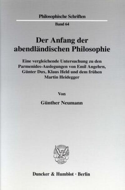 Der Anfang der abendländischen Philosophie