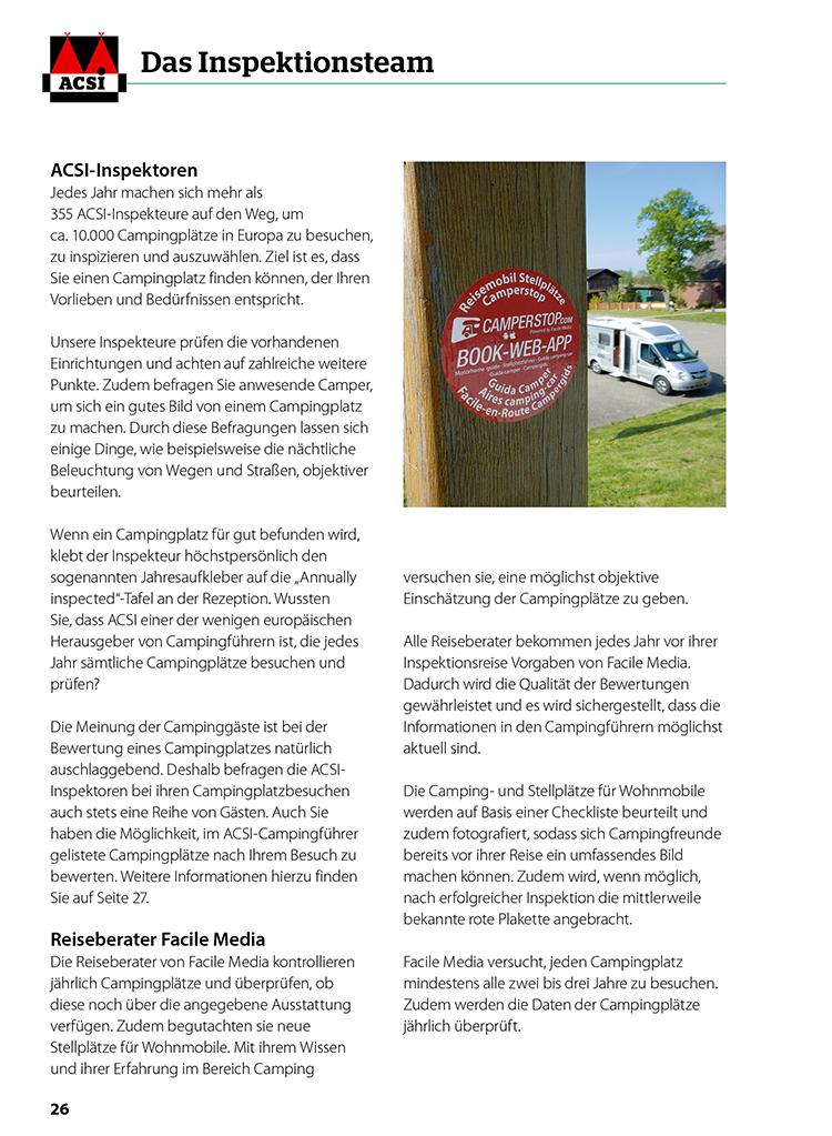 Acsi Europa 2024, CampingCard & Stellplatzführer ACSI