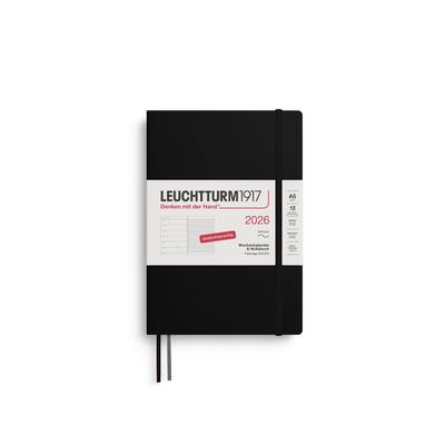 Wochenkalender & Notizbuch Medium A5 schwarz 2026