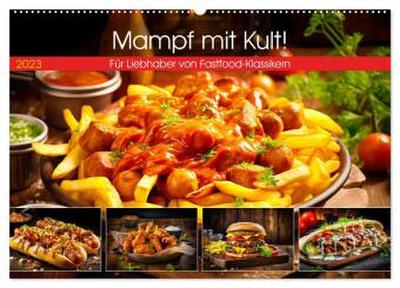 Mampf mit Kult! - Für Liebhaber von Fastfood-Klassikern (Wandkalender 2026 DIN A2 quer), CALVENDO Monatskalender