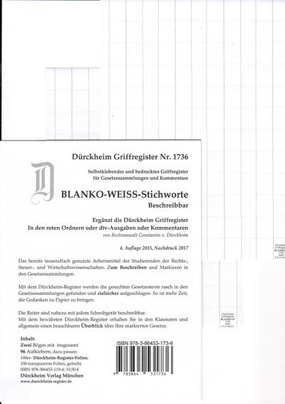 DürckheimRegister® BLANKO: WEISS-GROSS Beschreibbar