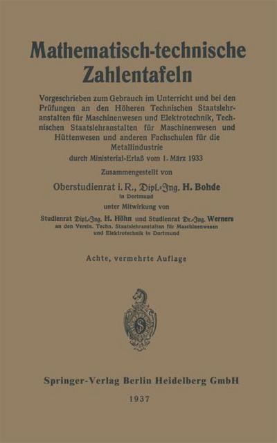 Mathematisch-technische Zahlentafeln