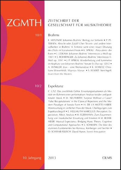 ZGMTH - Zeitschrift der Gesellschaft für Musiktheorie, 10. Jahrgang 2013