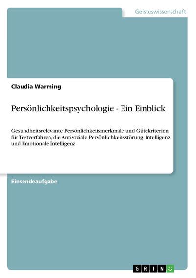 Persönlichkeitspsychologie - Ein Einblick