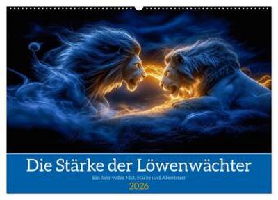 Die Stärke der Löwenwächter (Wandkalender 2026 DIN A2 quer), CALVENDO Monatskalender