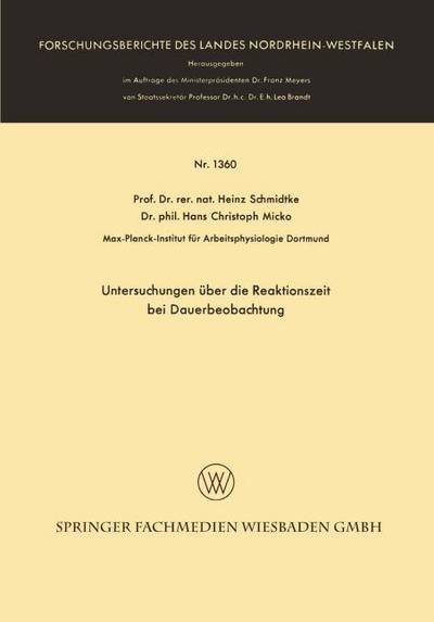 Untersuchungen über die Reaktionszeit bei Dauerbeobachtung