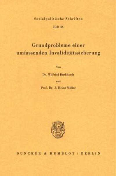 Grundprobleme einer umfassenden Invaliditätssicherung.