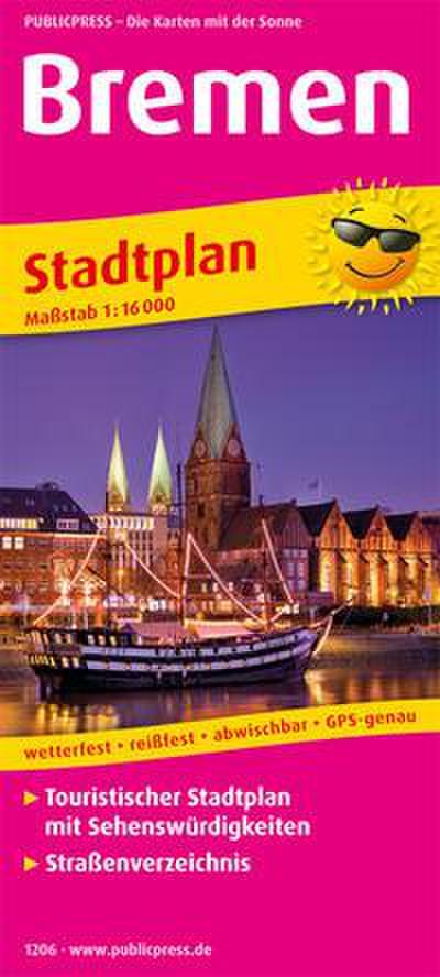 Bremen: Touristischer Stadtplan mit Sehenswürdigkeiten und Straßenverzeichnis. 1:16000 (Stadtplan / SP)