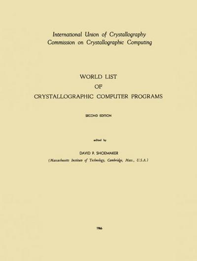 World List of Crystallographic Computer Programs