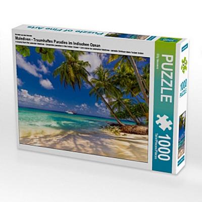 CALVENDO Puzzle Ein Motiv aus dem Kalender Malediven - Traumhaftes Paradies im Indischen Ozean | 1000 Teile Lege-Größe 64x48cm Foto-Puzzle für glückliche Stunden