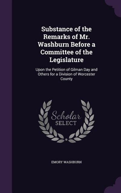 Substance of the Remarks of Mr. Washburn Before a Committee of the Legislature