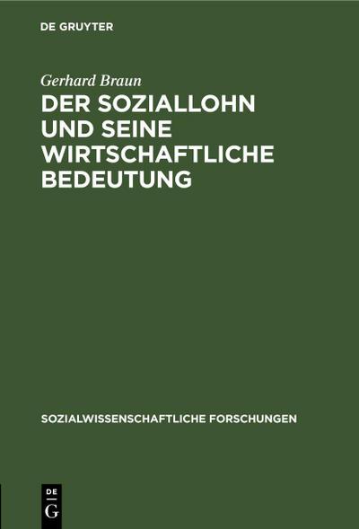 Der Soziallohn und seine wirtschaftliche Bedeutung