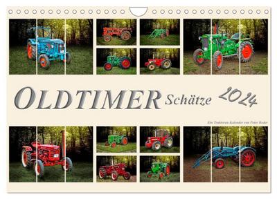 Oldtimer Schätze. Ein Traktoren-Kalender (Wandkalender 2024 DIN A4 quer), CALVENDO Monatskalender