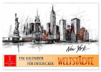Weltstädte - ein Kalender für Entdecker (Wandkalender 2026 DIN A2 quer), CALVENDO Monatskalender