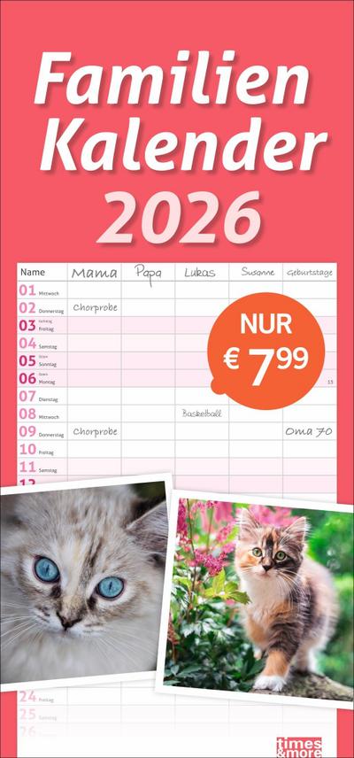 times&more Katzen Familienplaner 2026