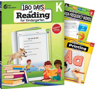 180 Days(tm) Reading, High-Frequency Words, & Printing Grade K: 3-Book Set