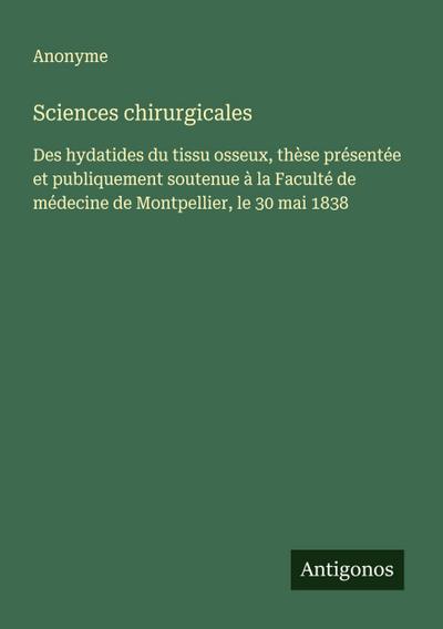 Sciences chirurgicales