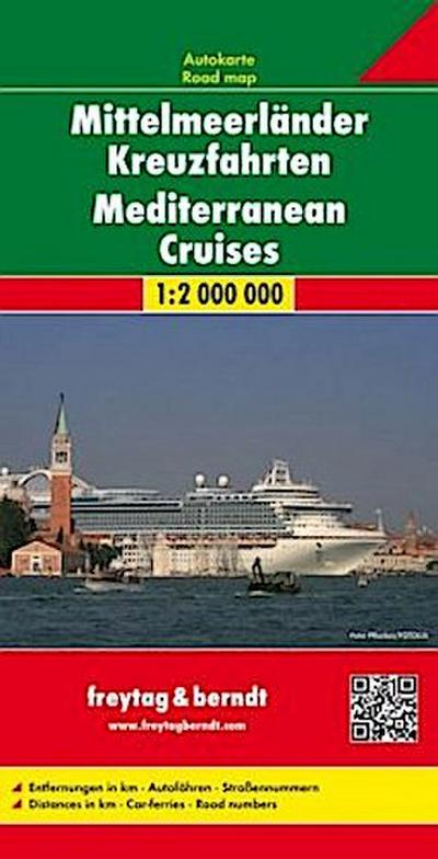 Mittelmeerländer Kreuzfahrten, Autokarte 1:2.000.000. Mediterranean Cruises. Croisiéres en Méditerranee. Crociere nel Mediterraneo. Cruceros Mediterráneos