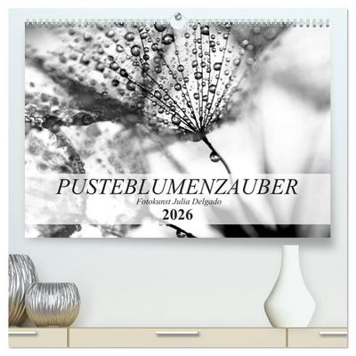 Pusteblumenzauber in schwarzweiß (hochwertiger Premium Wandkalender 2026 DIN A2 quer), Kunstdruck in Hochglanz