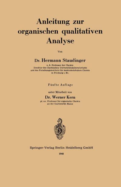 Anleitung zur organischen qualitativen Analyse