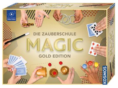 Kosmos Zauberschule Magic Gold Edition, 150 Zauber-Tricks von leicht bis anspruchsvoll, viele magische Zauber-Utensilien, Zauberkasten für Kinder ab 8 Jahre und Einsteiger, inkl. Online-Erklär-Videos