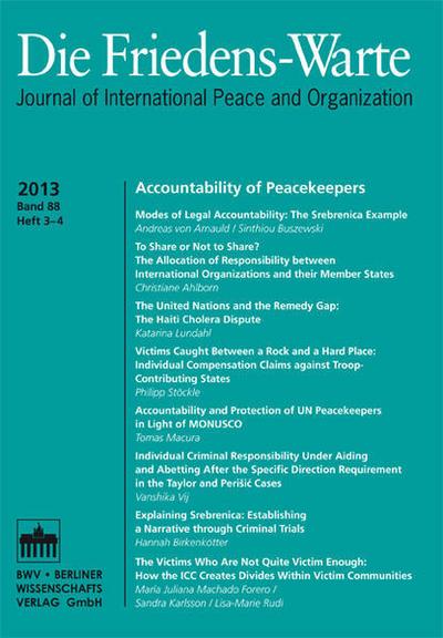 Die Friedens-Warte Heft 3-4/2013, Jg. 88