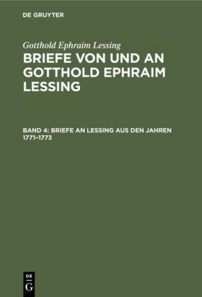 Briefe an Lessing aus den Jahren 1771-1773