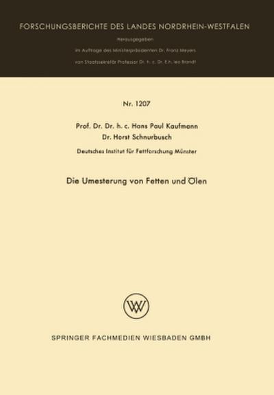 Die Umesterung von Fetten und Ölen