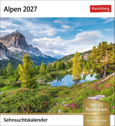 Alpen Sehnsuchtskalender 2027 - Wochenkalender mit 53 Postkarten 