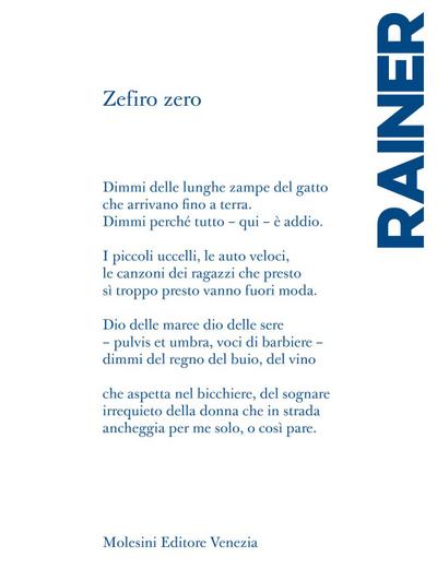 Rainer, G: Zefiro zero