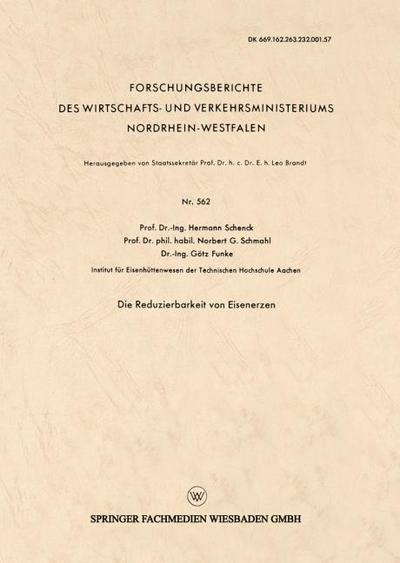 Die Reduzierbarkeit von Eisenerzen