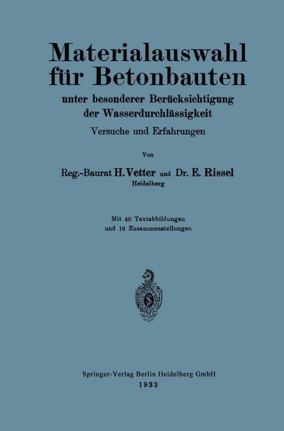 Materialauswahl für Betonbauten unter besonderer Berücksichtigung der Wasserdurchlässigkeit