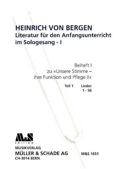 Literatur für den Anfangsunterrichtim Sologesang Band 1 Teil 1(Lieder 1-56)
