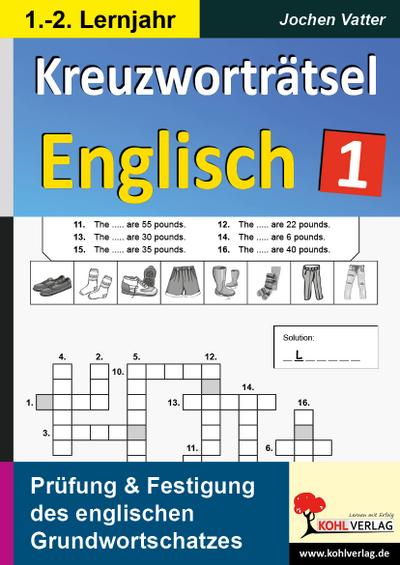 Kreuzworträtsel Englisch - 1.-2. Lernjahr