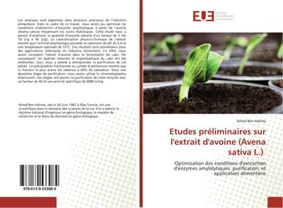 Etudes préliminaires sur l’extrait d’avoine (Avena sativa L.)