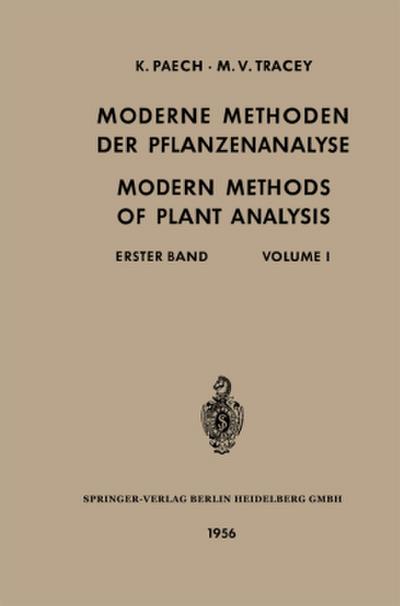 Moderne Methoden der Pflanzenanalyse / Modern Methods of Plant Analysis
